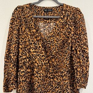 Zara Animal Print Blouse in Brown and Black